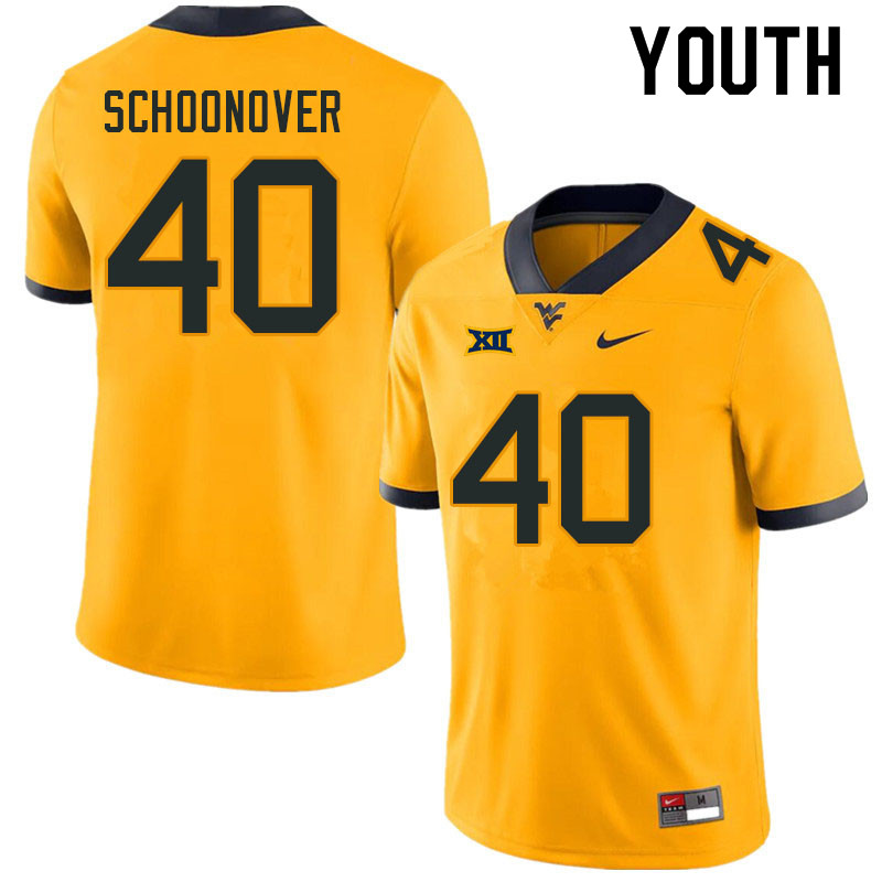 Youth #40 Wil Schoonover West Virginia Mountaineers College Football Jerseys Sale-Gold - Click Image to Close